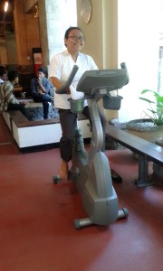 #IHGShelterInAStorm #RaceAroundTheWorld Our HR Officer Ms. Onick wants to have a healthy body. She pledged to ride the static bicycle everyday for 30 minutes the whole week at employee rest area and will donate IHG Shelter In A Storm from her pledge. Great spirit Ms. Onick!