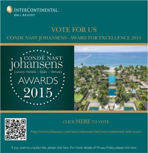 InterContinental Bali Resort is nominated for Condé Nast Johansens Awards 2015