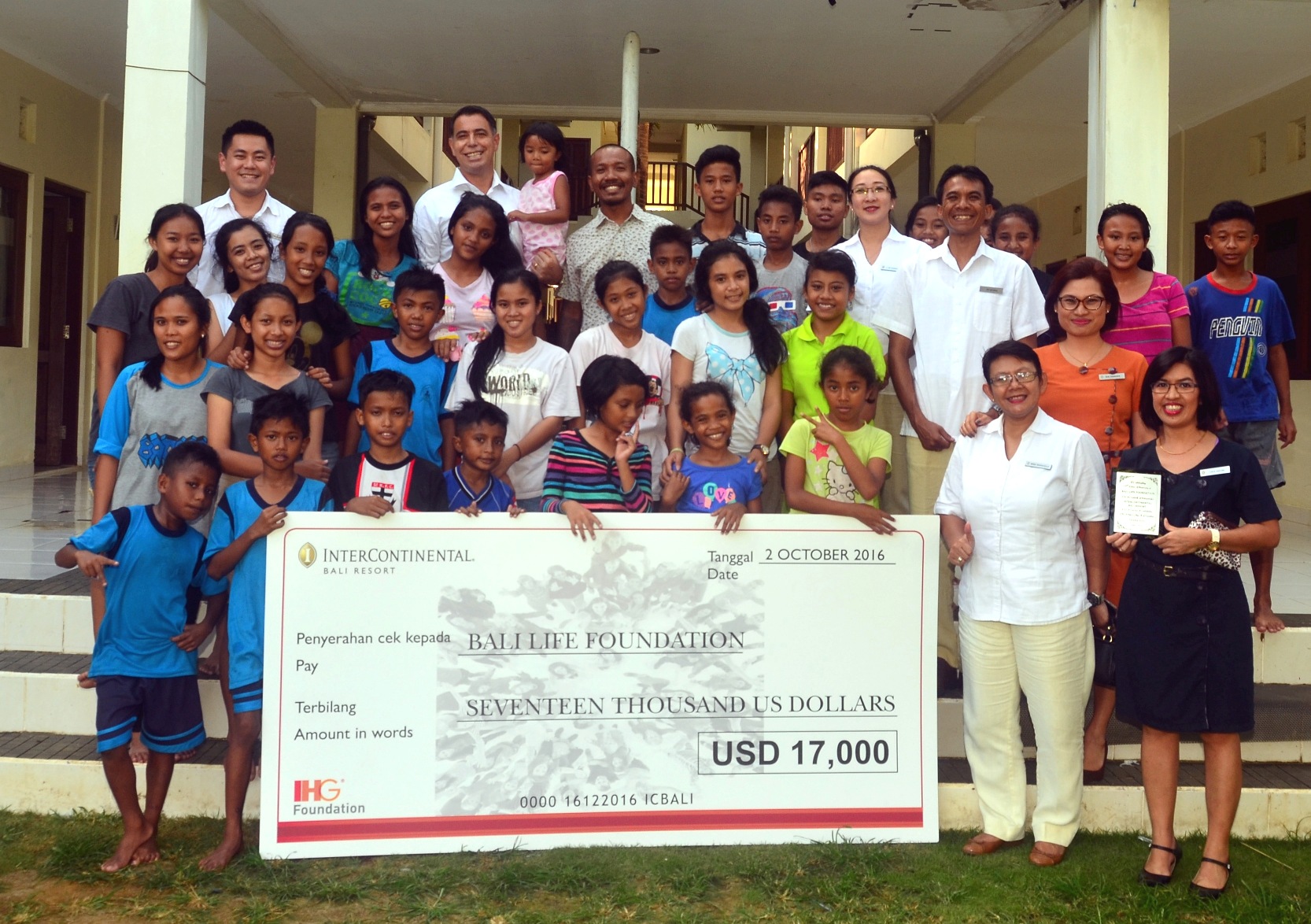 IHG® FOUNDATION GIVES BALI LIFE FOUNDATION A GRANT OF US$17,000 TO SUPPORT THE UNDERPRIVILEGED